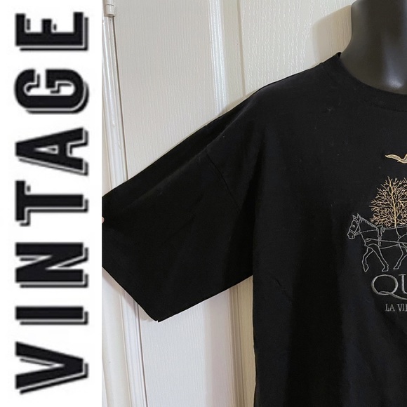 EUC vintage single stitch crewneck graphic Quebec souvenir black tee s/s, XL - Picture 6 of 16